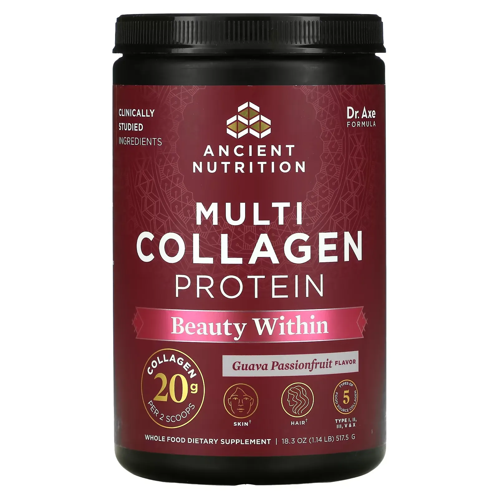 Multi Collagen Protein, Beauty Within, Guava Passionfruit, 1.14 lb (517.5 g)