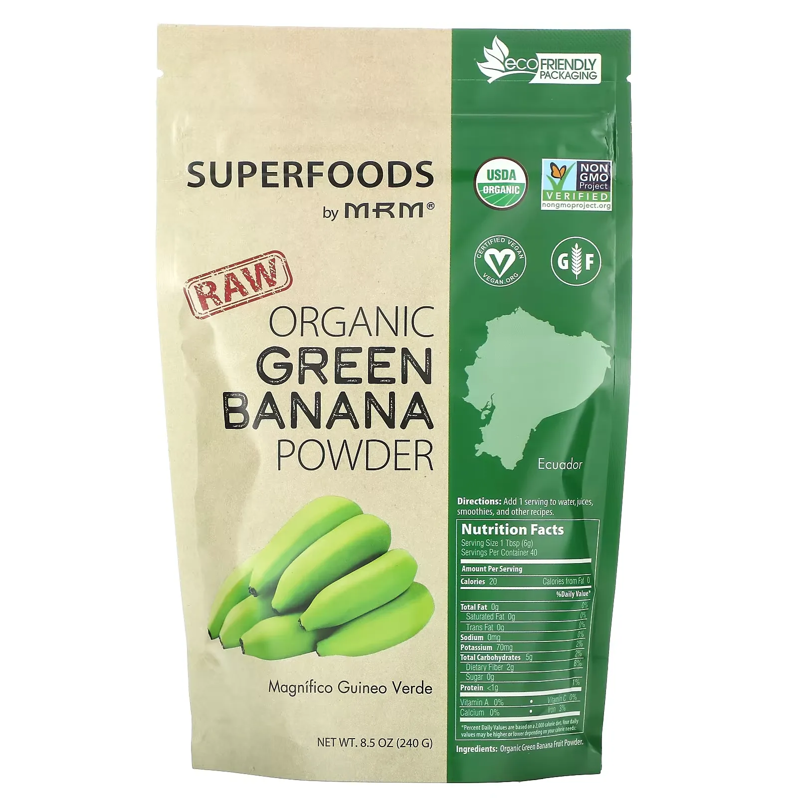 Raw Organic Green Banana Powder, 8.5 oz (240 g)