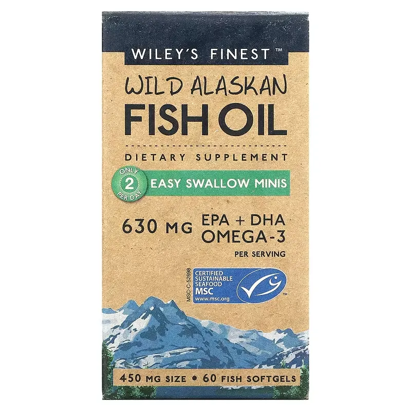 Wild Alaskan Fish Oil, Easy Swallow Minis, 450 mg, 60 Fish Softgels