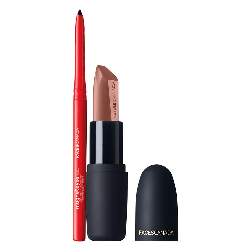 Faces Canada Lip & Eye Combo - Buff Nude + Magneteyes Kajal