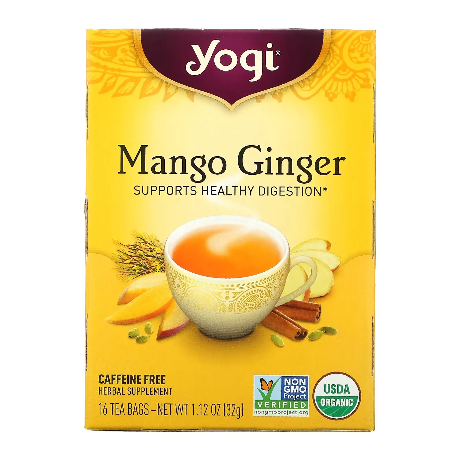 Mango Ginger, Caffeine Free, 16 Tea Bags, 1.12 oz (32 g)