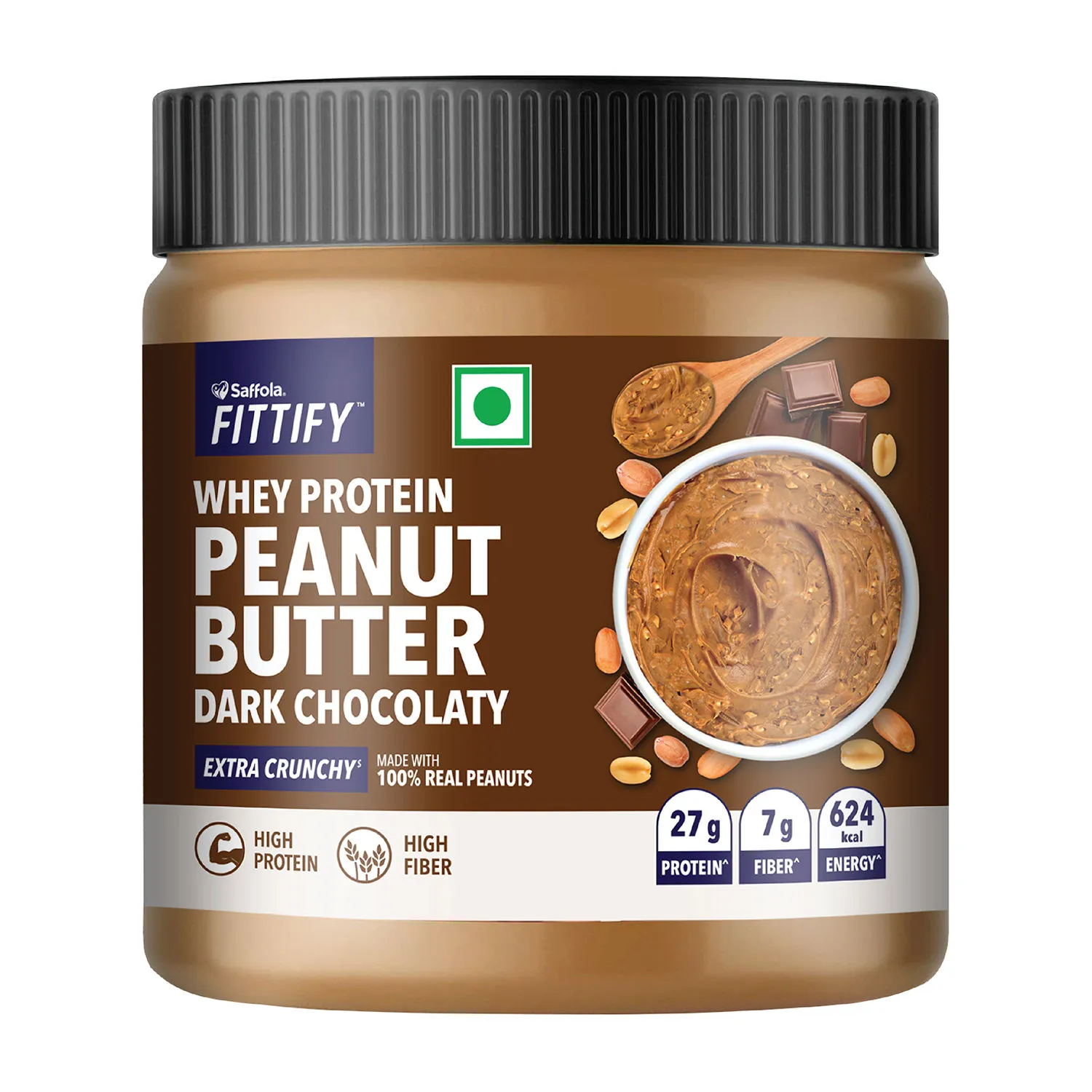 Saffola FITTIFY Whey Protein Peanut Butter Dark Chocolaty Extra Crunchy