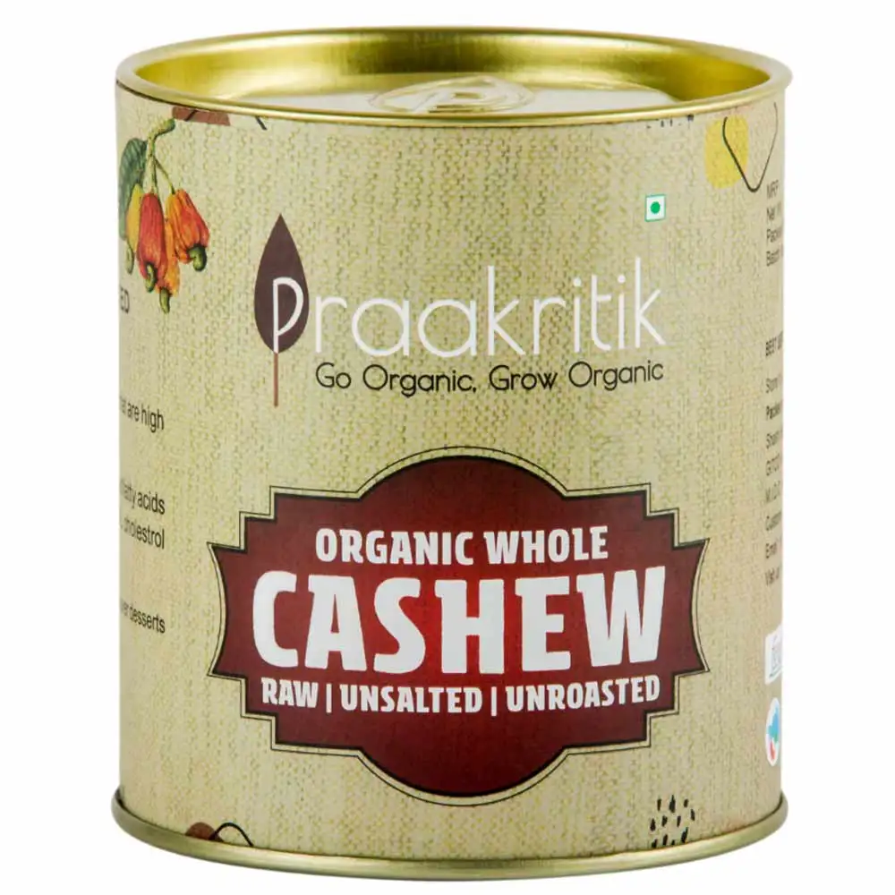 Praakritik Organic Whole Cashew W240,  200 g  Natural