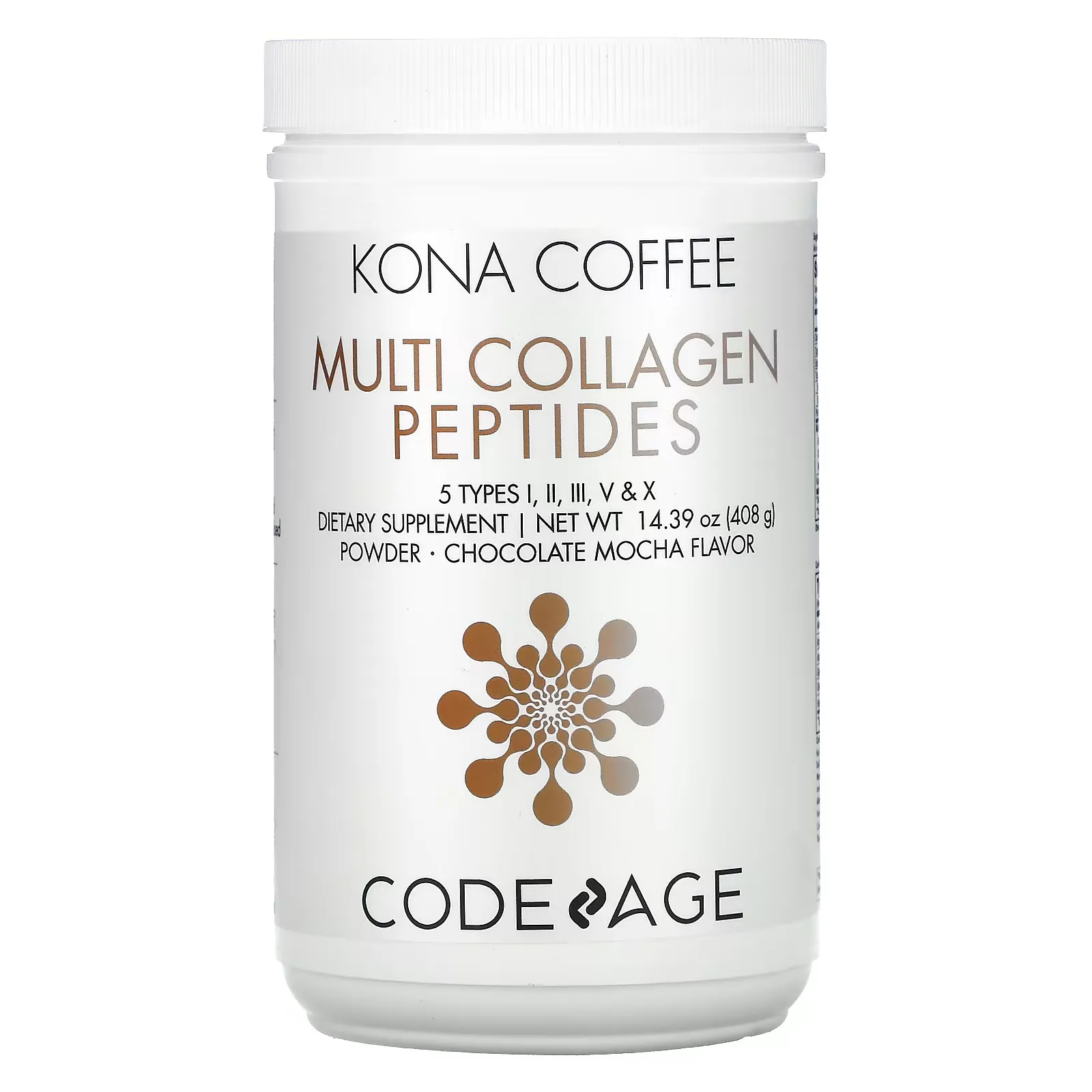 Kona Coffee, Multi Collagen Peptides, 5 Types I, II, III, V, X, Chocolate Mocha, 14.39 oz (408 g)