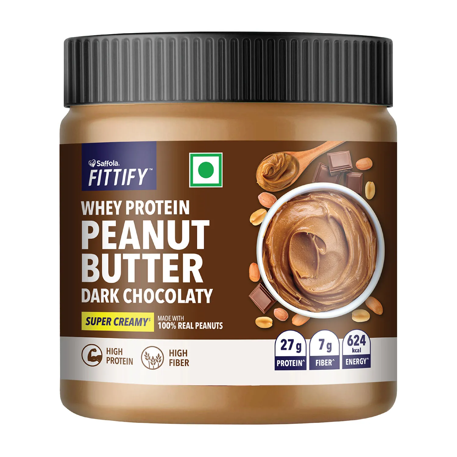 Saffola FITTIFY Whey Protein Peanut Butter Dark Chocolate Super Creamy