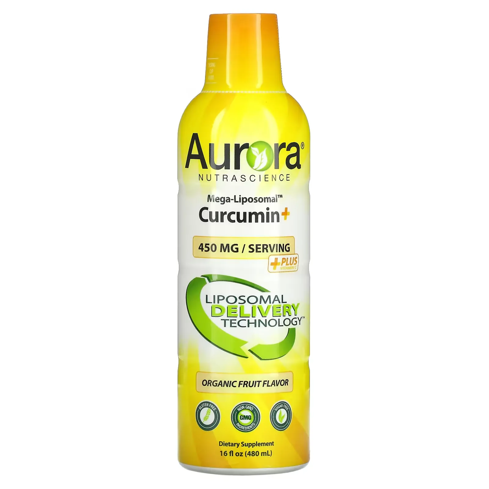 Mega-Liposomal Curcumin+, Organic Fruit, 450 mg, 16 fl oz (480 ml)