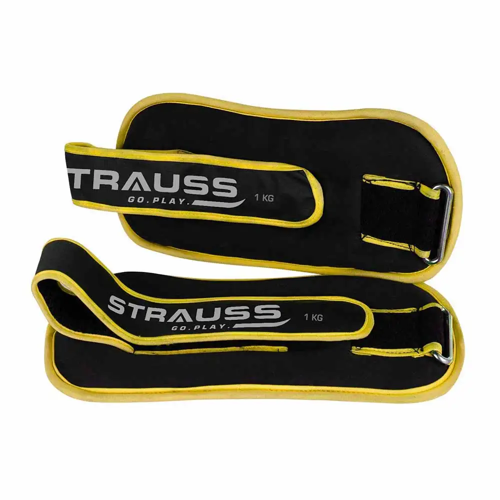 Strauss Round Shape Ankle Weight (Pair),  Yellow  1 kg