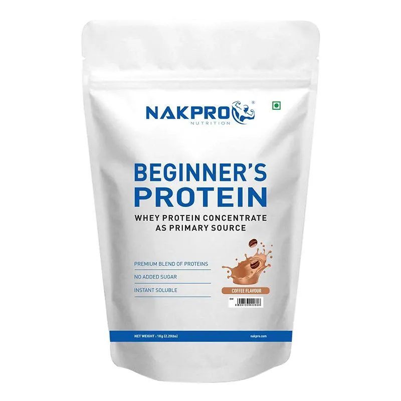 NAKPRO Beginner's Whey Protein Concentrate Supplement Powder - Coffee Flavour