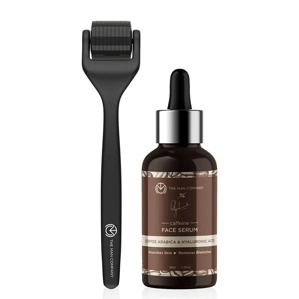 The Man Company Beard Booster Duo (Derma Roller + Caffeine Beard Growth Serum)