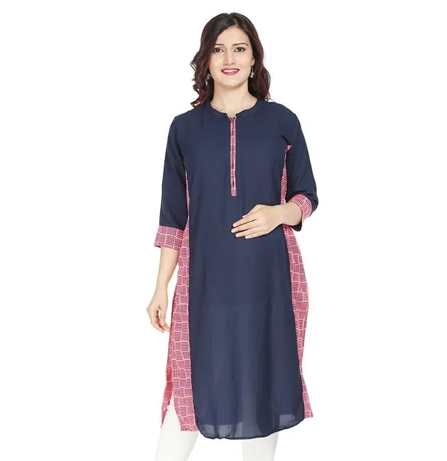 Morph Maternity Stylish Fluor Nursing Kurta - Blue