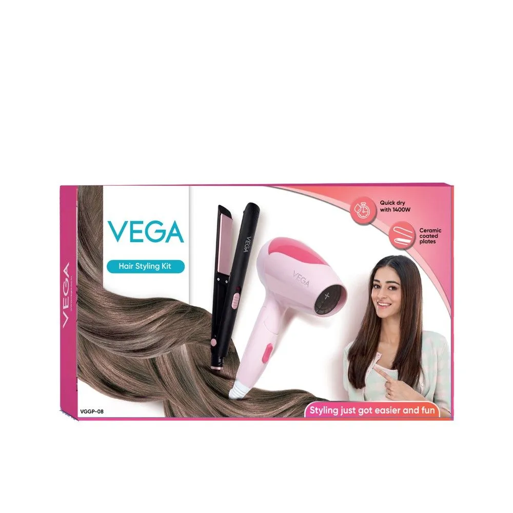 VEGA Hair Styling Combo Kit With Hair Straightener & Dryer (VGGP-08)