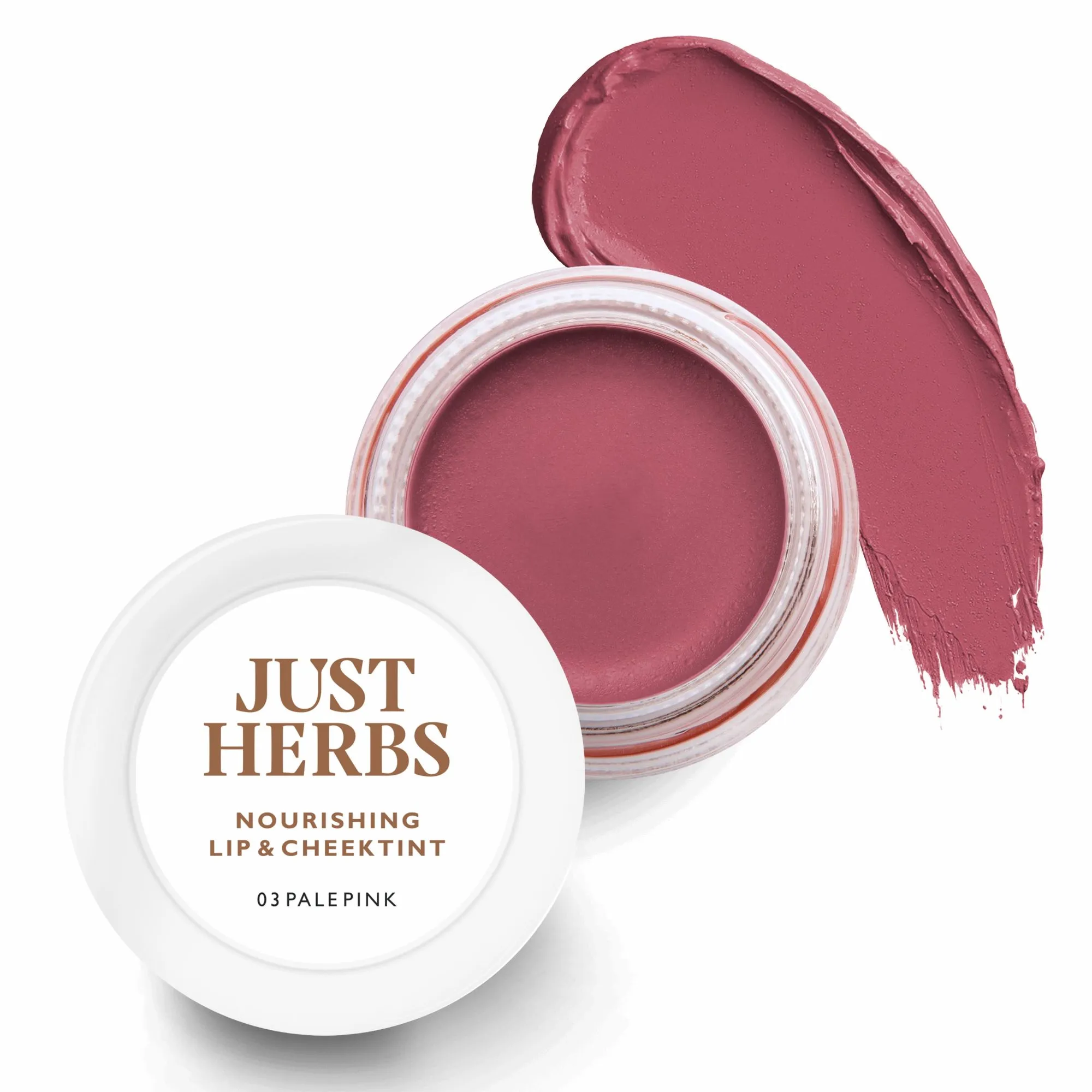 Just Herbs Lip & Cheek Tint and Blush for Eyelids, Cheeks & Lips, 03 Pale Pink