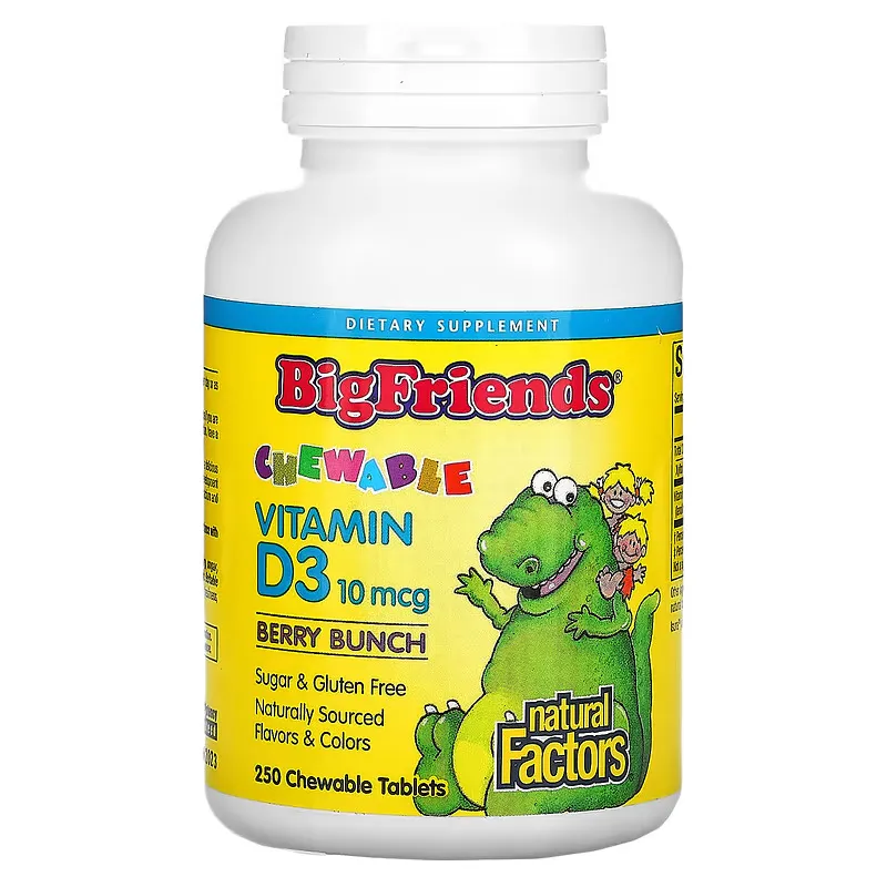 Big Friends, Chewable Vitamin D3, Berry Bunch, 10 mcg, 250 Chewable Tablets