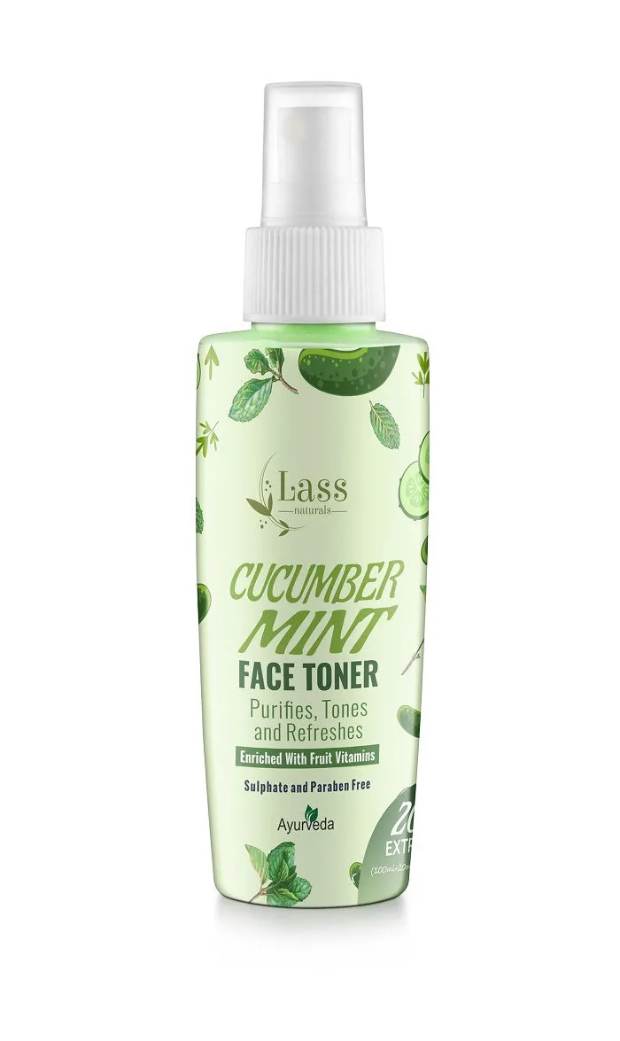 Lass Naturals Cucumber & Mint Face Freshener & Toner 20% Extra