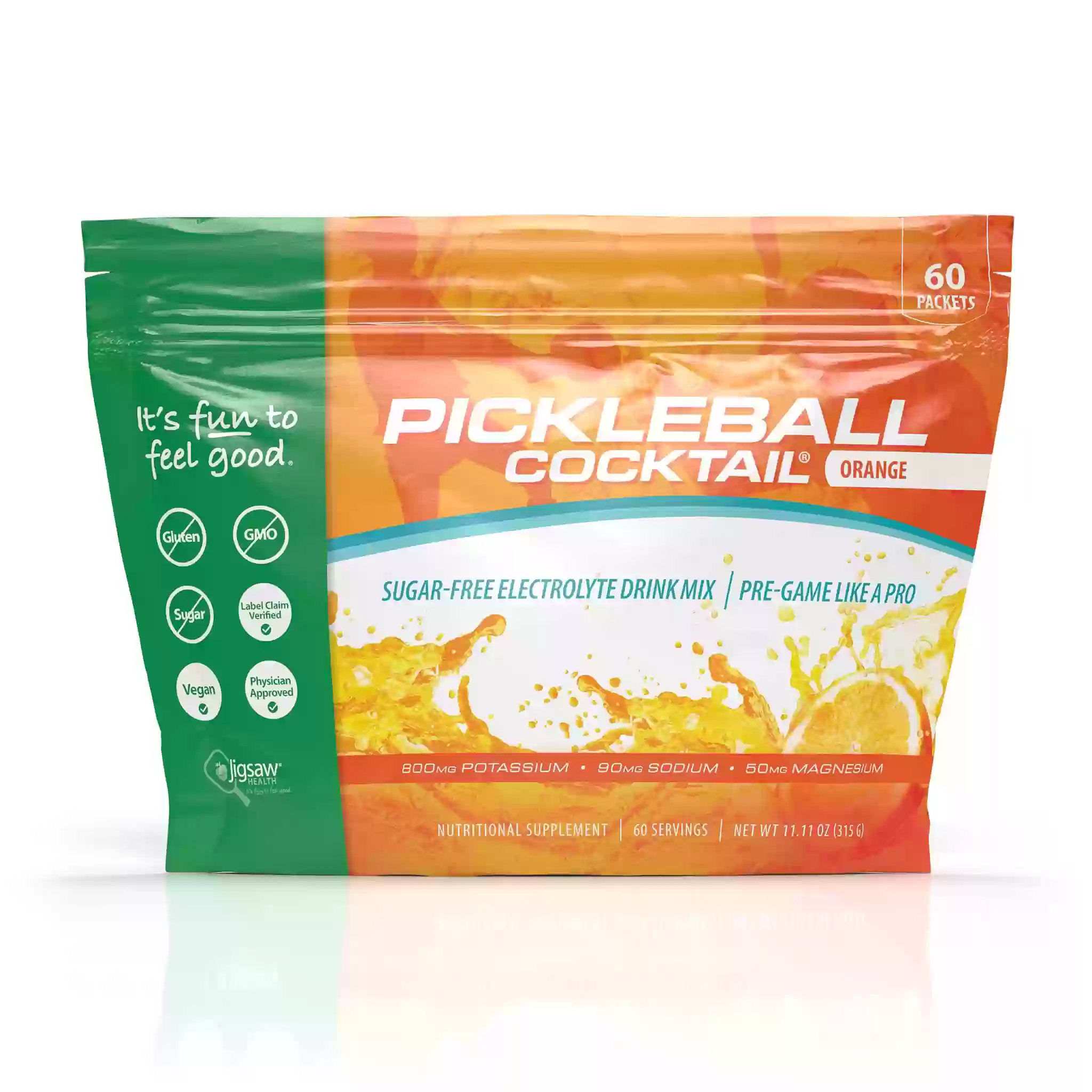 Pickleball Cocktail, Orange Electrolyte Drink, 60 Packets, 10.58 oz (300 g)