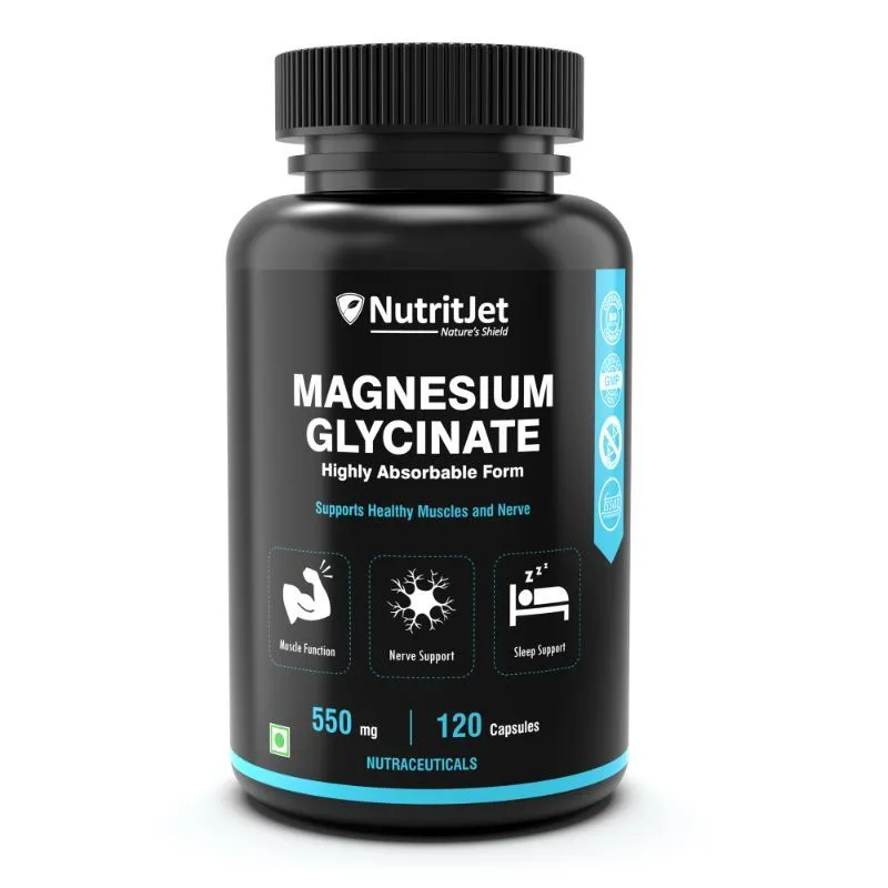 NutritJet Magnesium Glycinate 550mg Veg Capsules