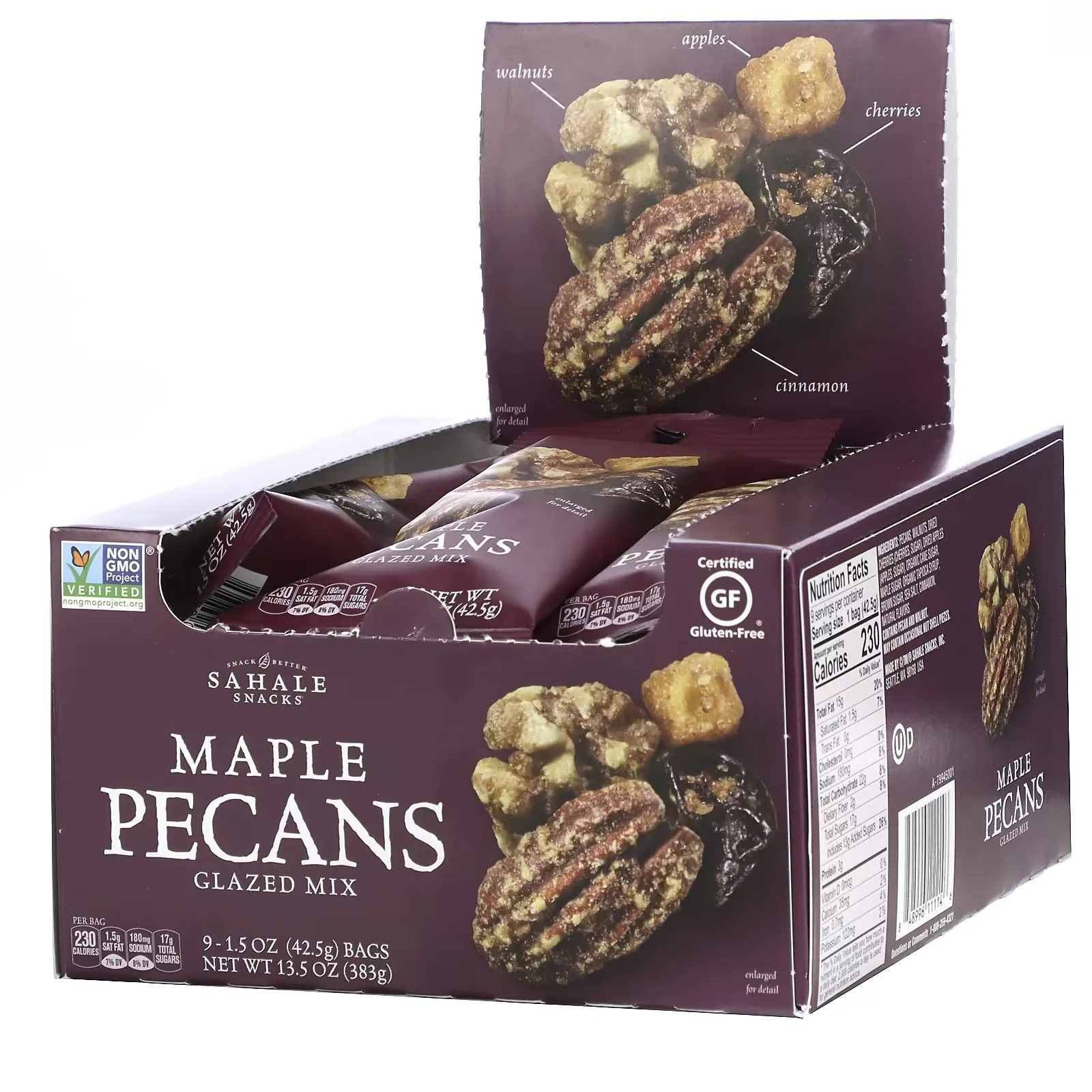 Glazed Mix, Maple Pecans, 9 Packs, 1.5 oz (42.5 g) Each