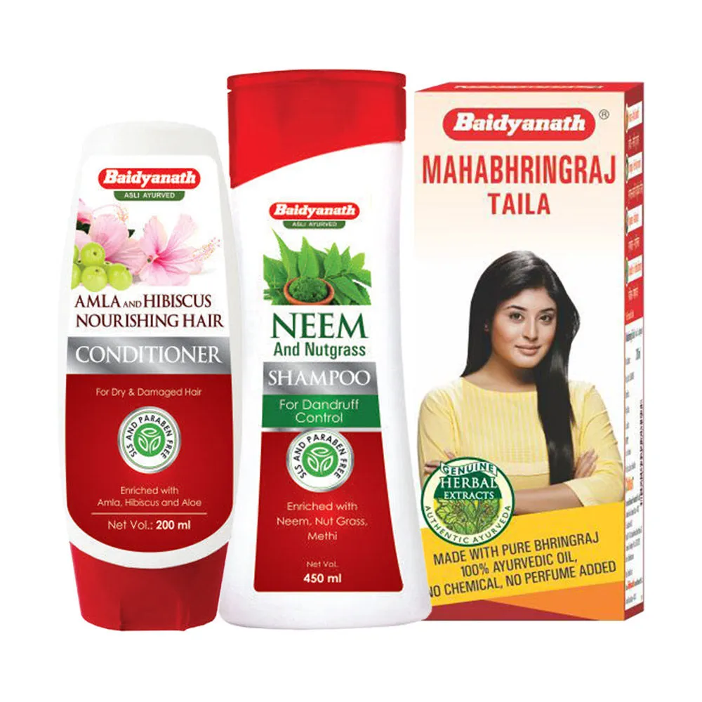 Baidyanathneem & Nutgrass Shampoo & Amla Conditioner With Bhringraj Ayurvedic Hair Oil