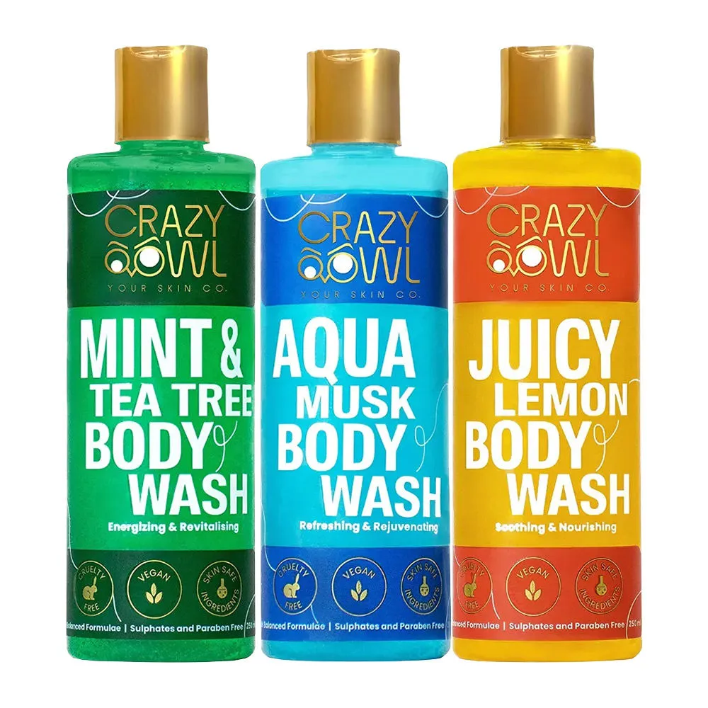 Crazy Owl Aqua Musk, Mint & Tea Tree Mint And Juicy Lemon Body Wash Combo