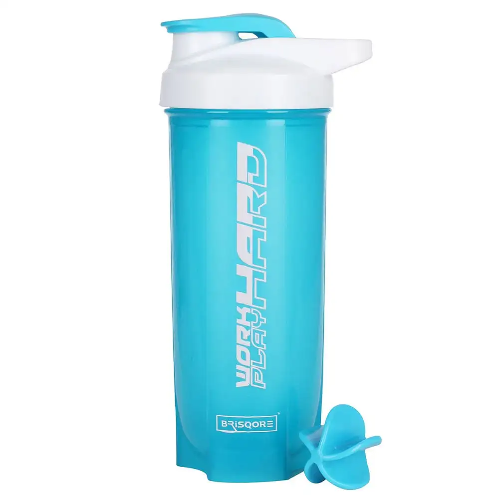 GHC Brisqore Classic Leakproof Protein Sipper Bottle,  Blue with Blender Ball  700 ml