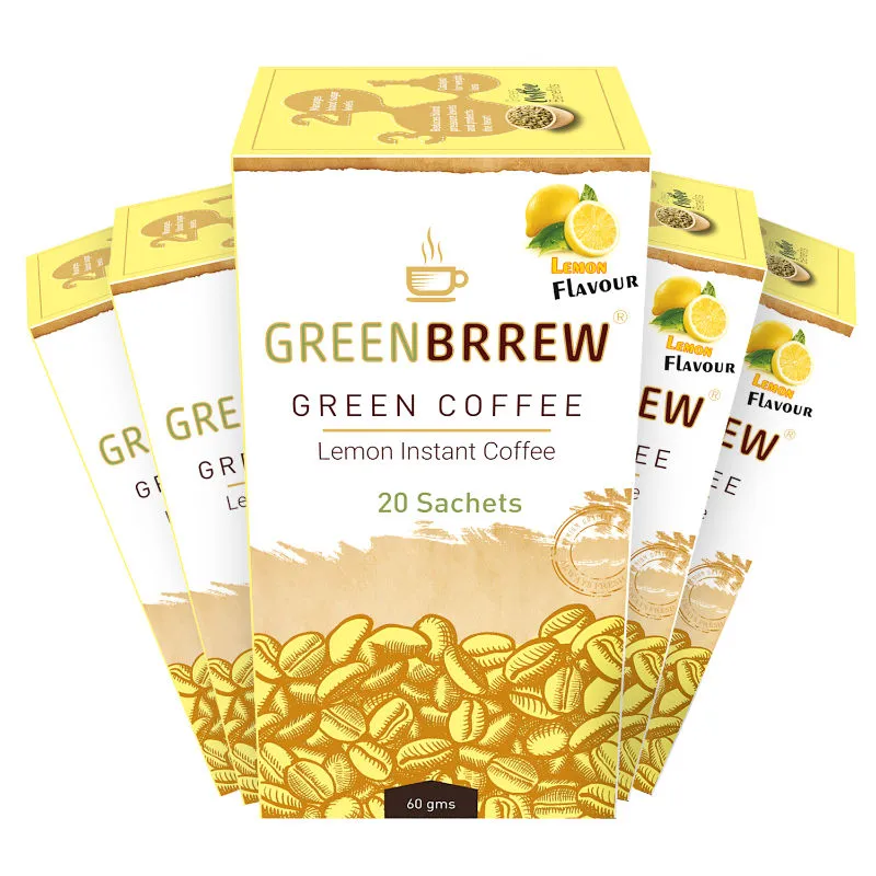 Greenbrrew Decaffeinated Lemon Instant Green Coffee (Pack Of 5)