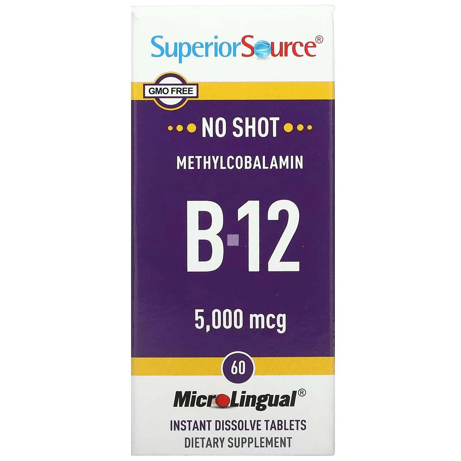 Methylcobalamin B-12, 5,000 mcg, 60 MicroLingual Instant Dissolve Tablets