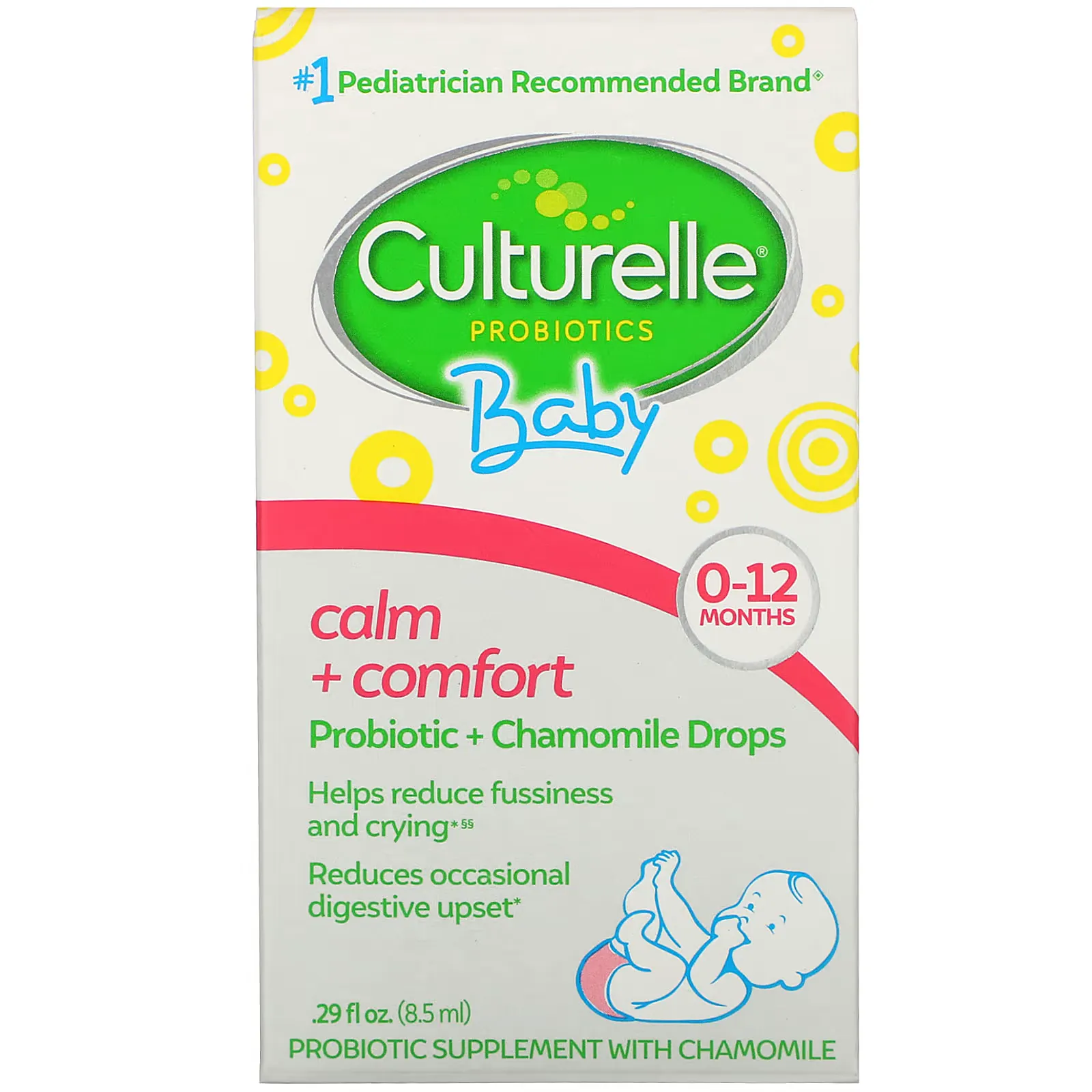 Probiotics, Baby, Calm + Comfort, Probiotic + Chamomile Drops, 0-12 Months, .29 fl oz (8.5 ml)