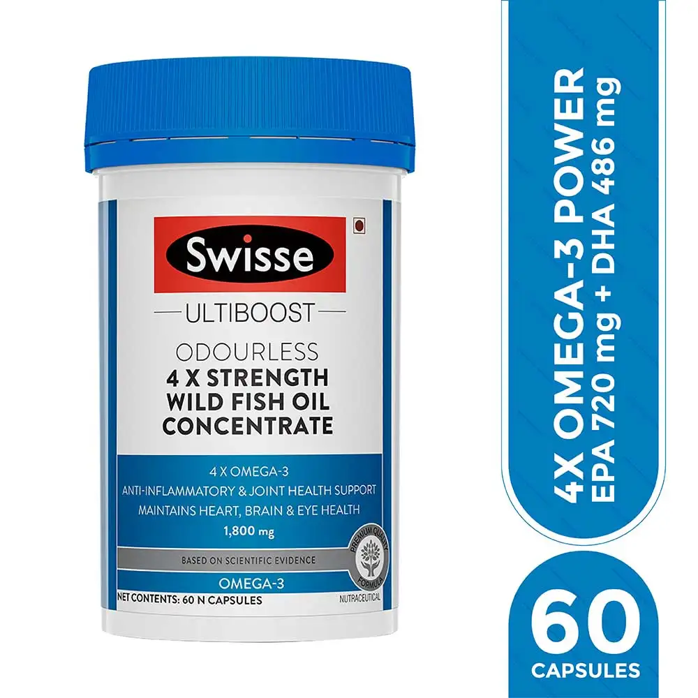 Swisse Ultiboost Odourless 4 X Strength Wild Fish Oil,  60 capsules