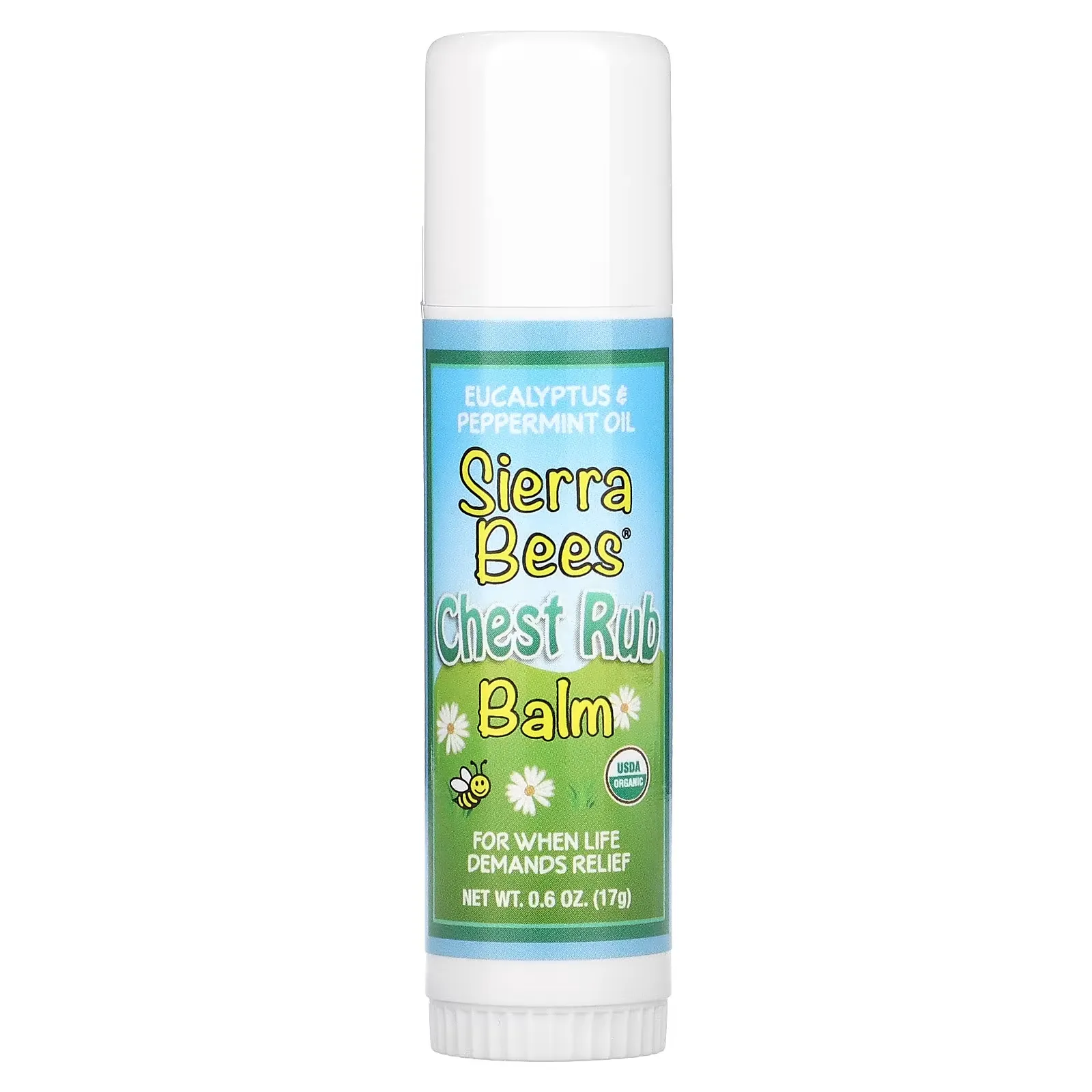 Chest Rub Balm Stick, Eucalyptus & Peppermint, 0.6 oz (17 g)