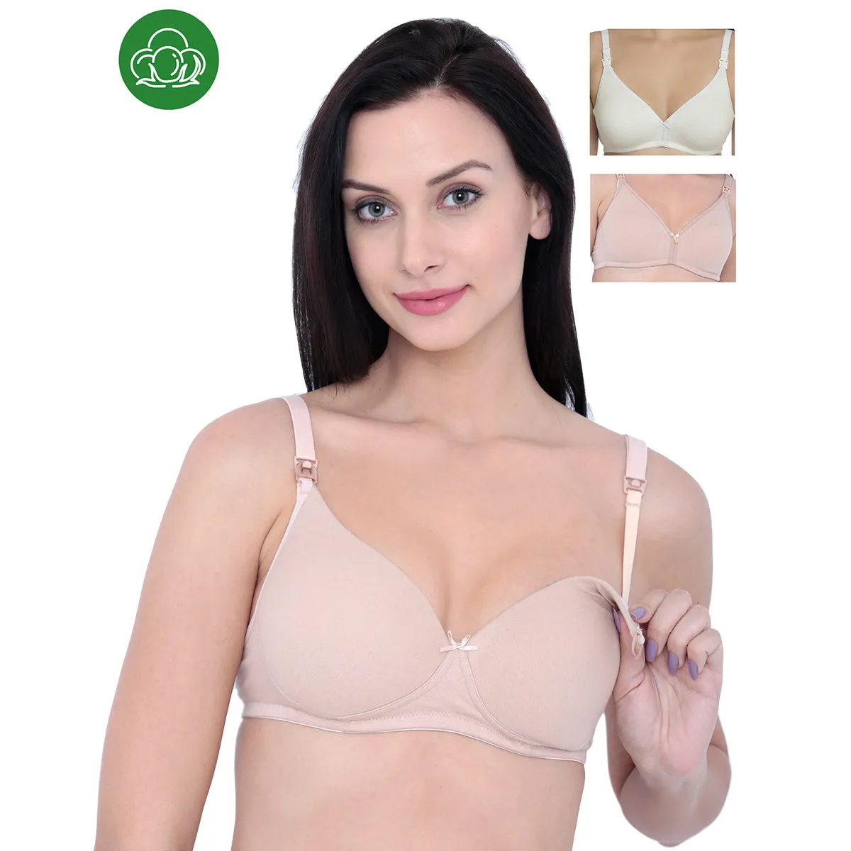 Inner Sense Organic Cotton Antimicrobial Nursing Bra Pack of 3 - Multi-Color