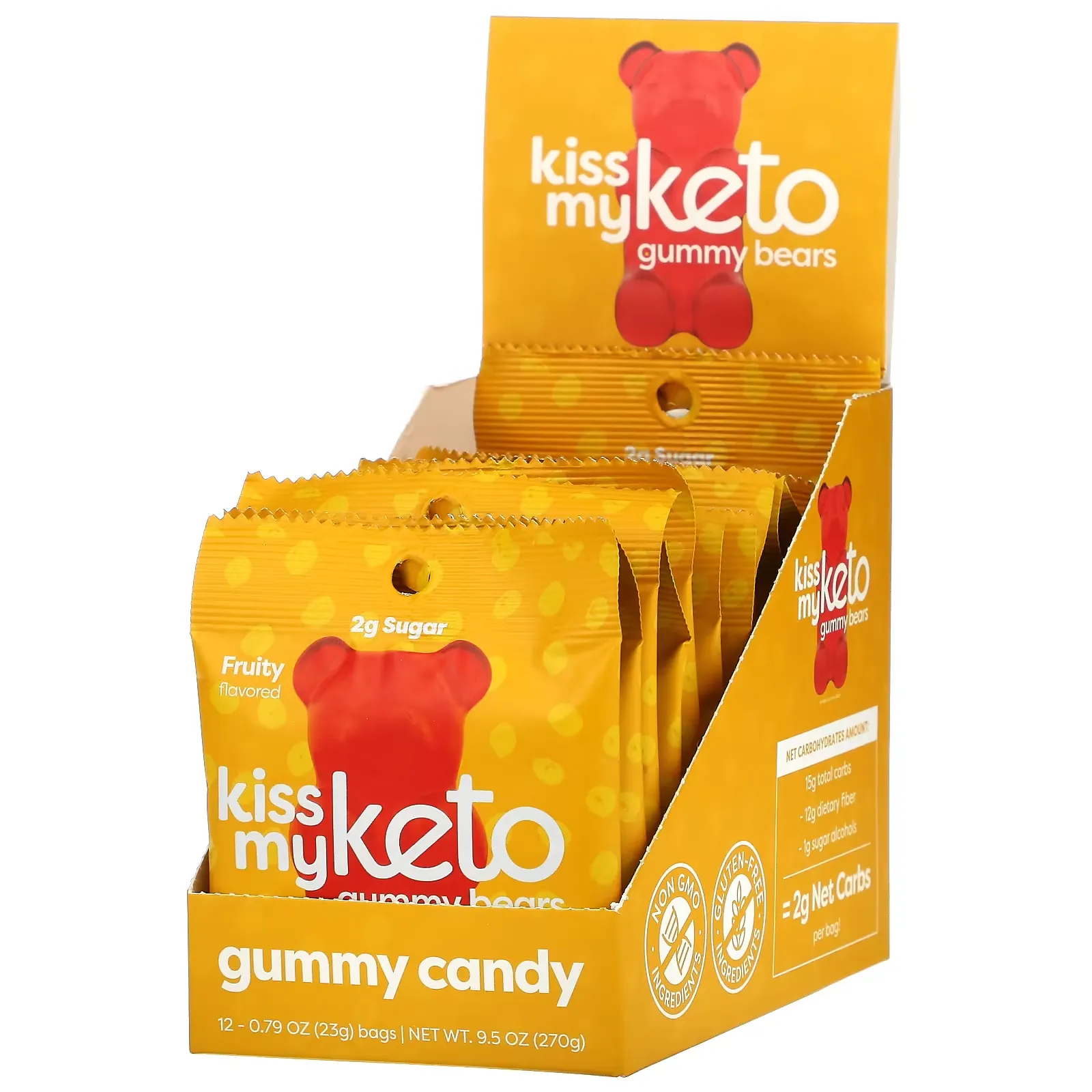 Keto Gummy Bears, Fruity, 12 Bags, 0.79 oz (23 g) Each