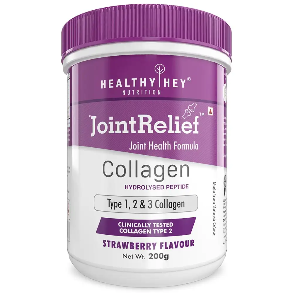 HealthyHey Nutrition JointRelief Collagen Peptide Type 1 2 & 3 (Hydrolysed),  200 g  Strawberry