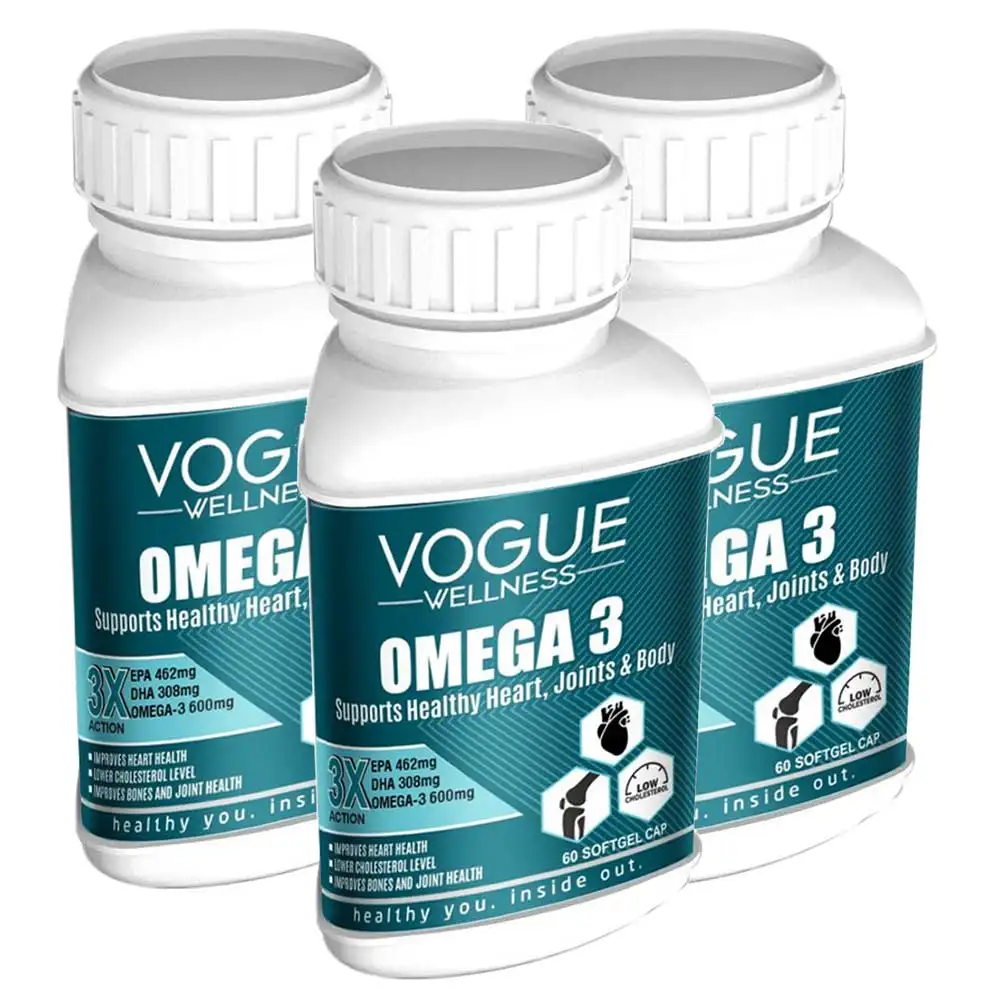 Vogue Wellness Omega 3 - Pack of 3,  60 softgels