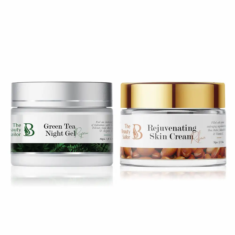 The Beauty Sailor Rejuvenating Skin Cream 50 g & Green Tea Night Gel Combo,  50 g  Anti Ageing