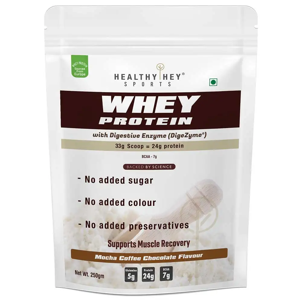 HealthyHey Nutrition Sports Whey Protein Concentrate,  0.55 lb  Mocha Coffee Chocolate