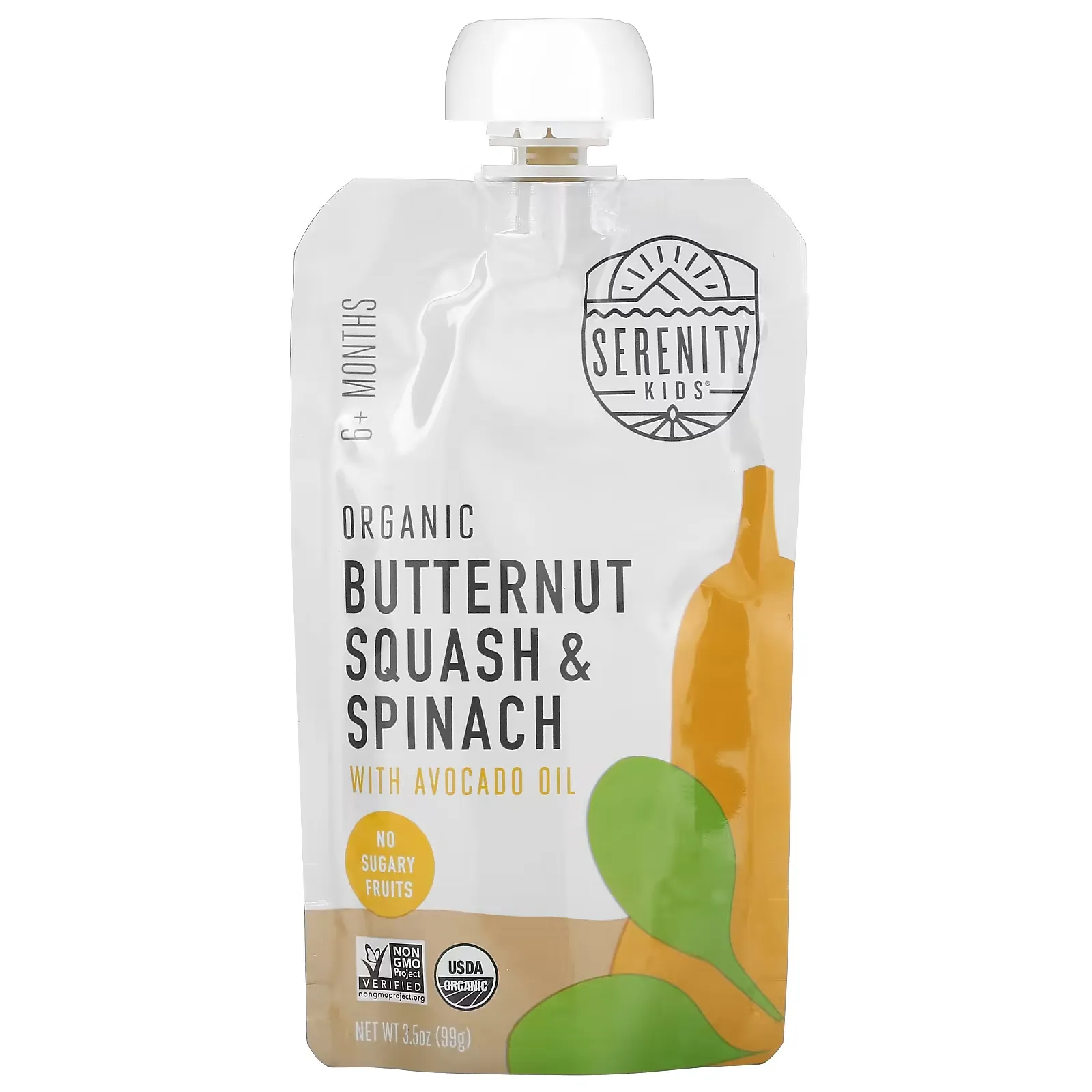 Organic Butternut Squash & Spinach with Avocado Oil, 6+ Months, 3.5 oz (99 g)