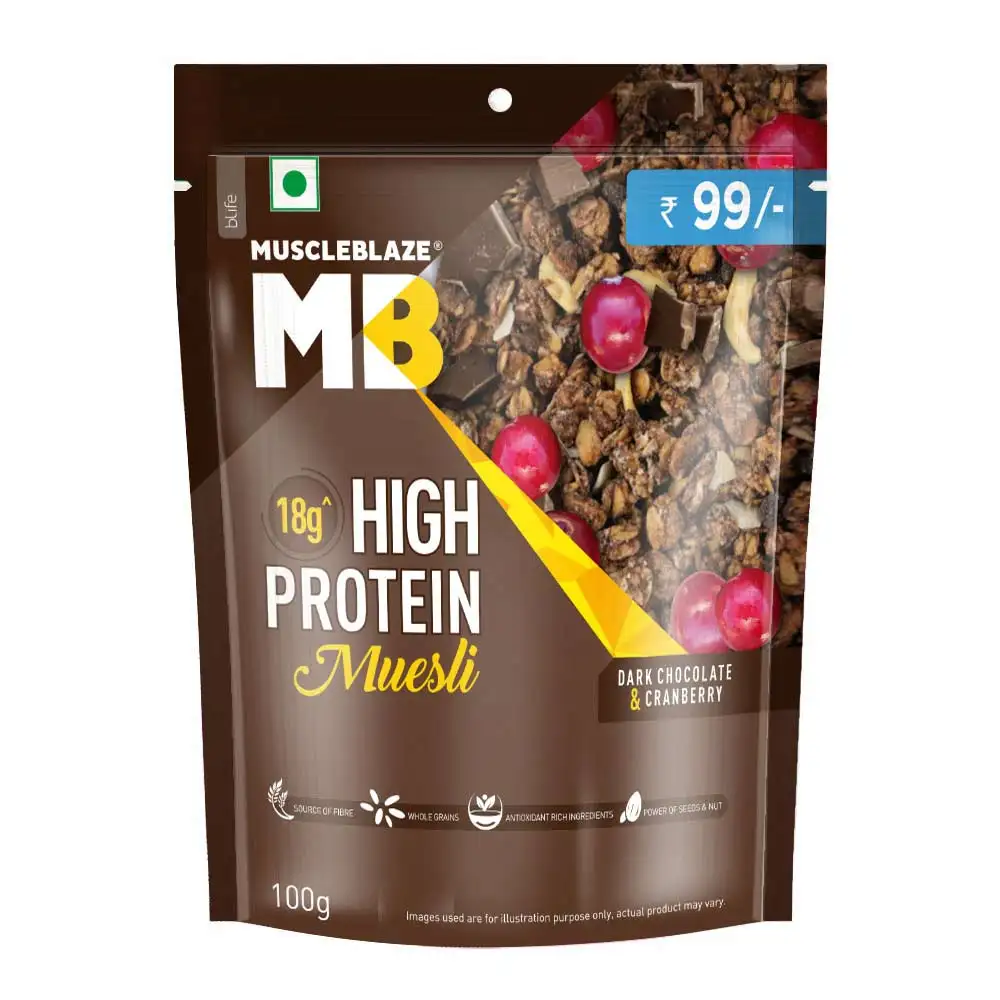 MuscleBlaze High Protein Muesli,  100 g  Dark Chocolate & Cranberry