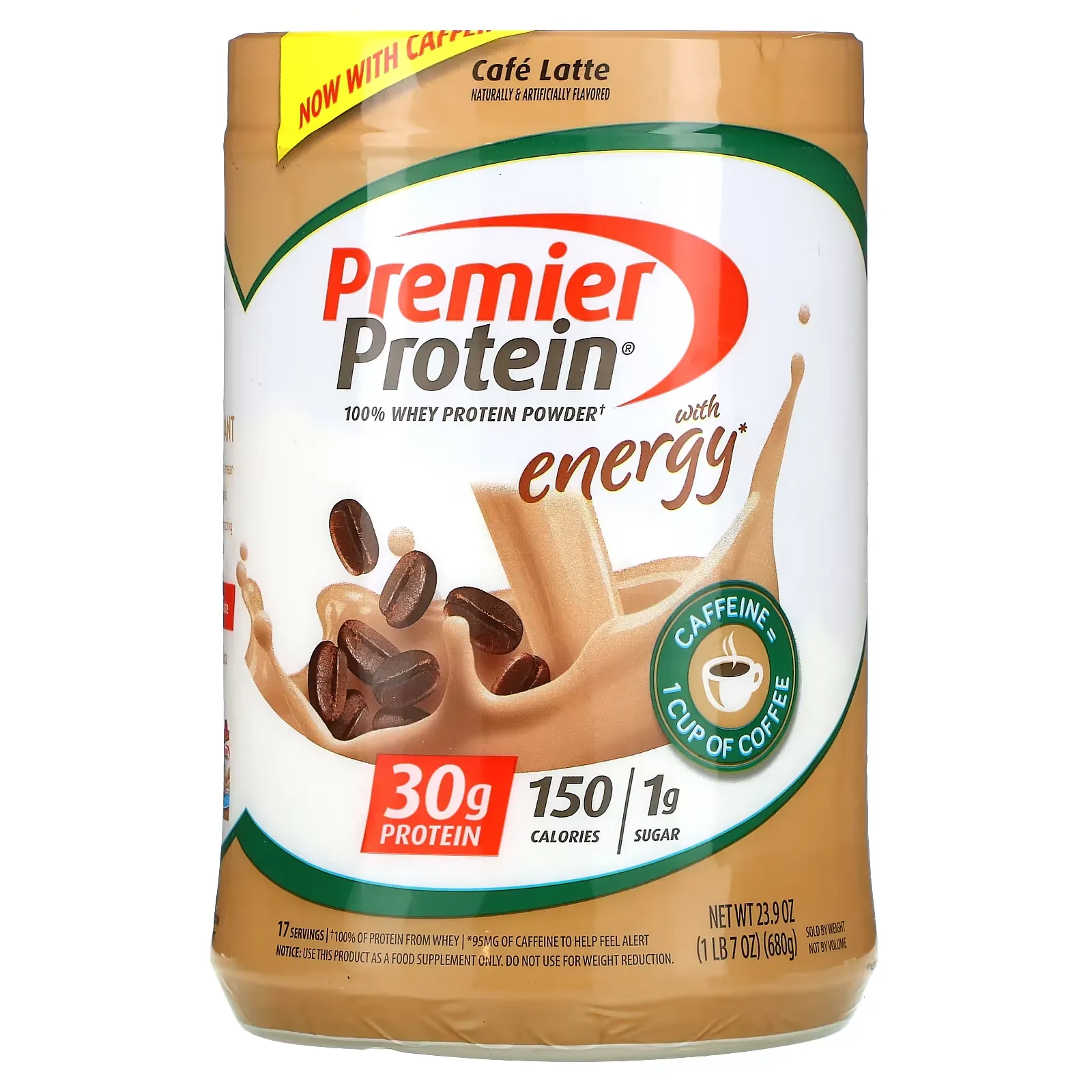 100% Whey Protein Powder, Cafe Latte, 1 lb 7 oz (680 g)