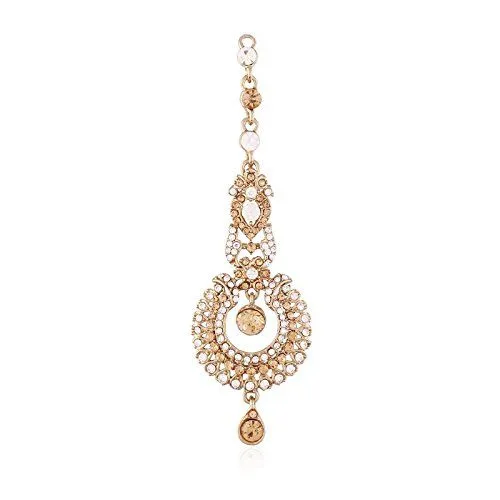 Peora Indian Jewellery Traditional 18K Gold Plated Maang Tikka For Women Girls (PF37T1092W)