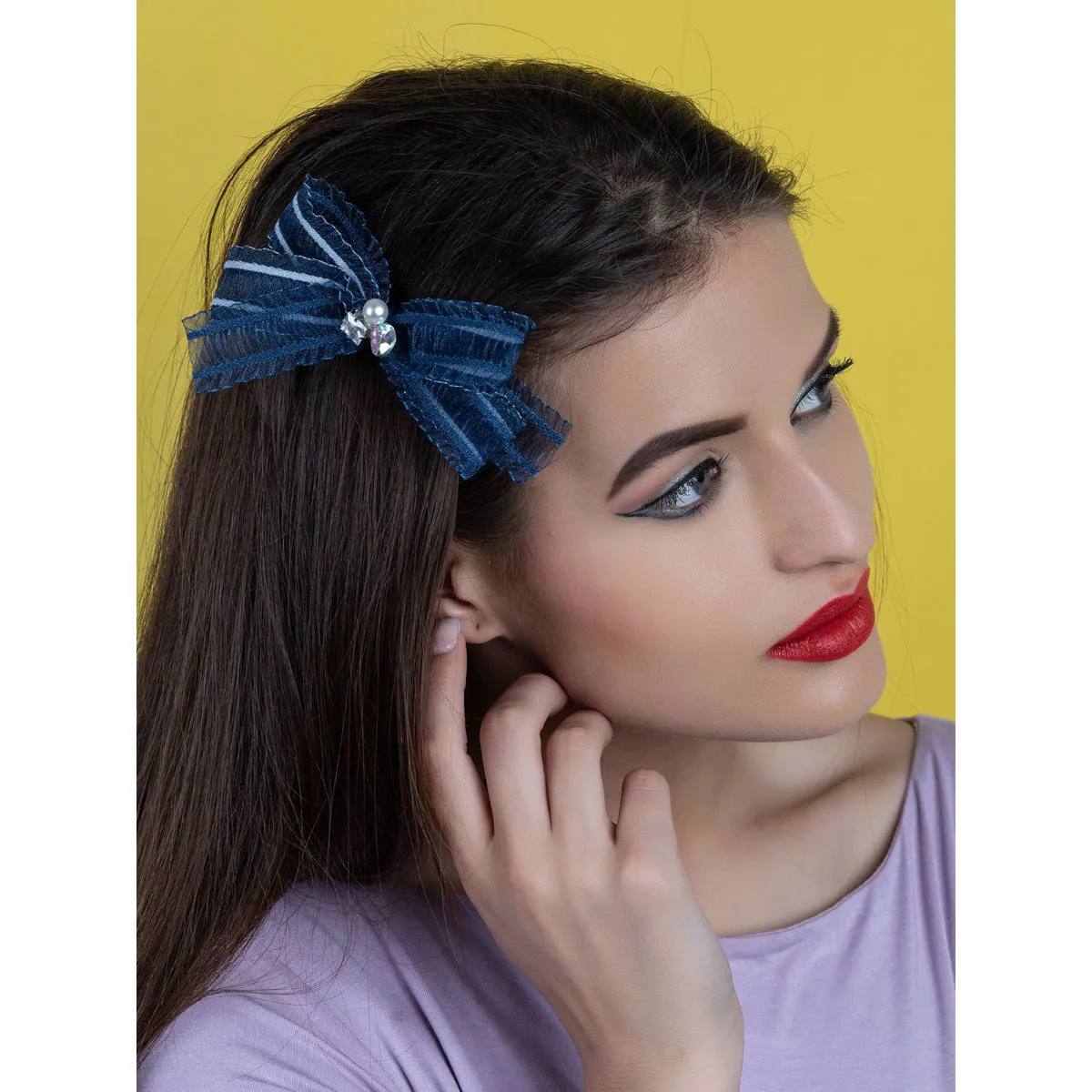 Odette Barrette Blue Elegant Lacy Hair Clip