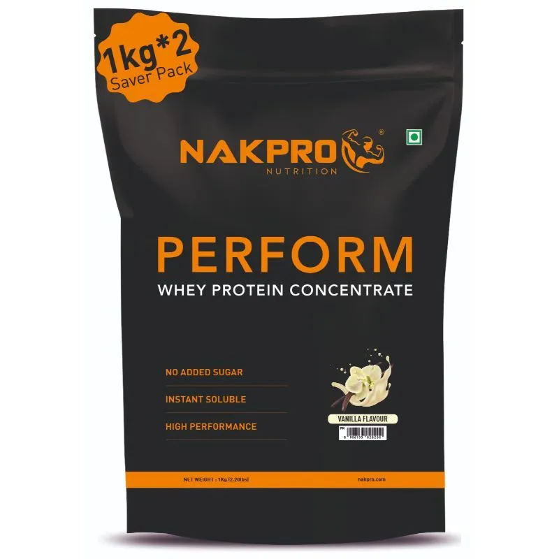 NAKPRO Perform Whey Protein Concentrate Supplement Powder - Vanilla Flavour