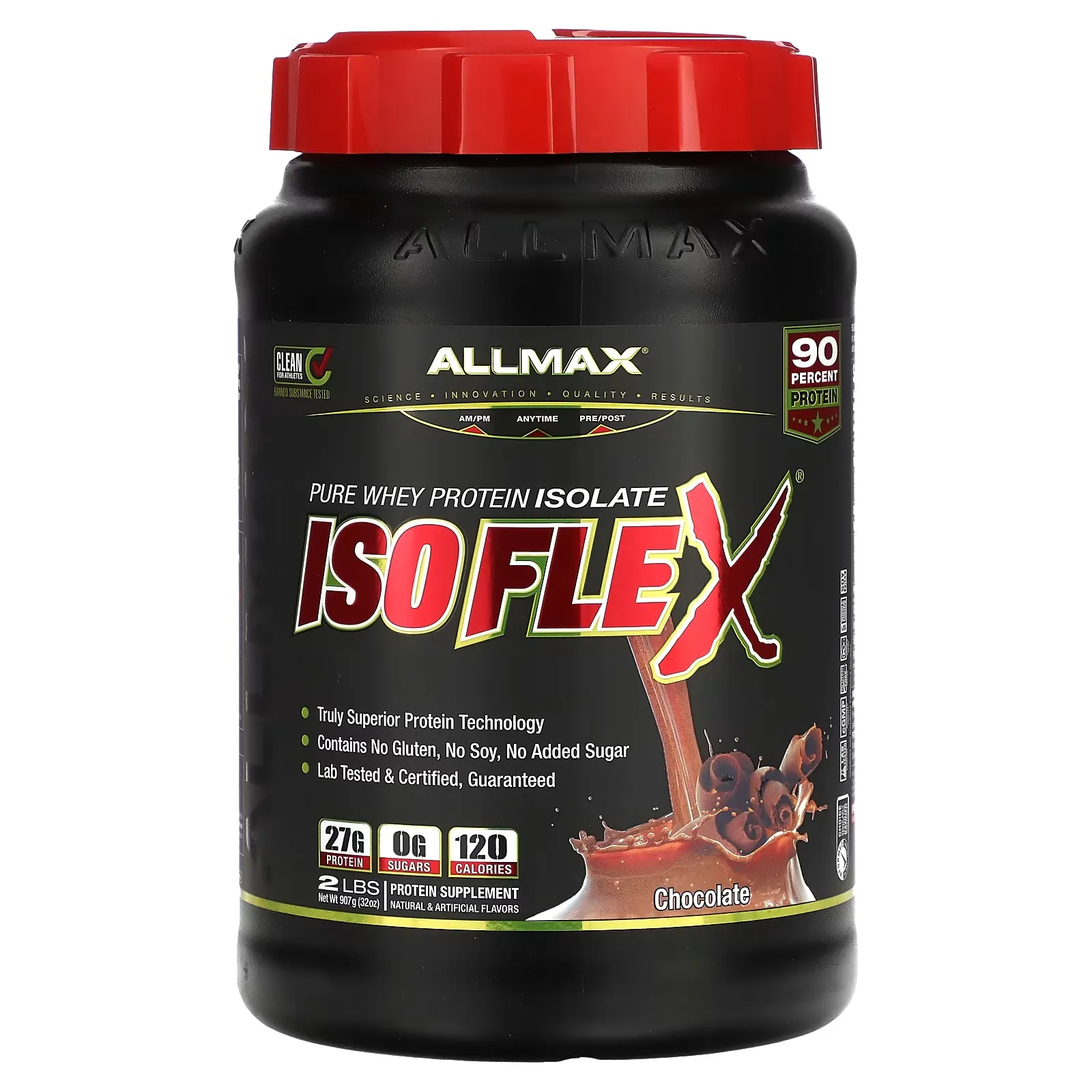 Isoflex, 100% Ultra-Pure Whey Protein Isolate (WPI Ion-Charged Particle Filtration), Chocolate, 32 oz (907 g)