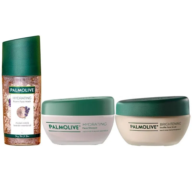 Palmolive Face Combo - Hydrating Foam Face Wash Hydrating Face Masque Brightening Souffle Scrub