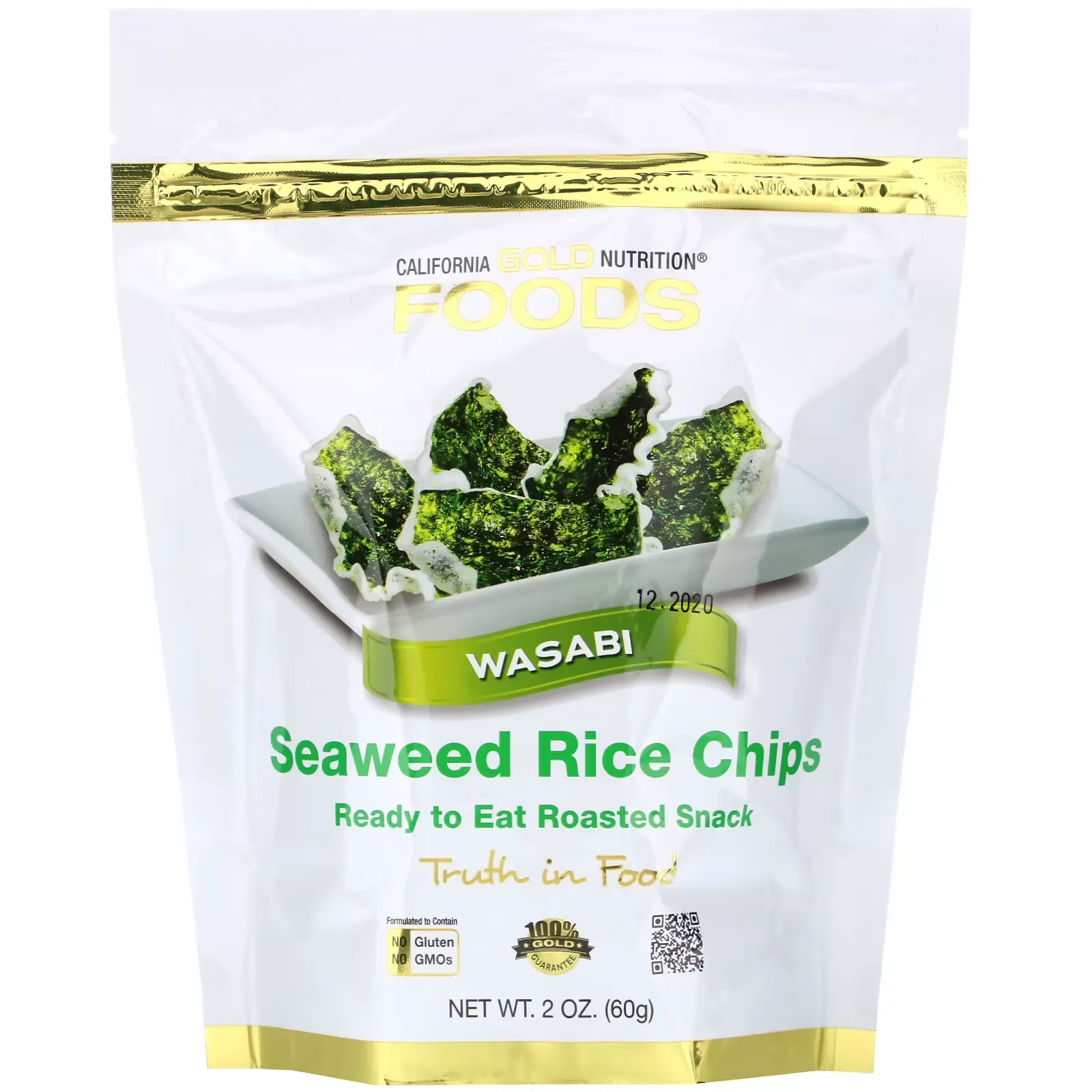 Seaweed Rice Chips, Wasabi, 2 oz (60 g)