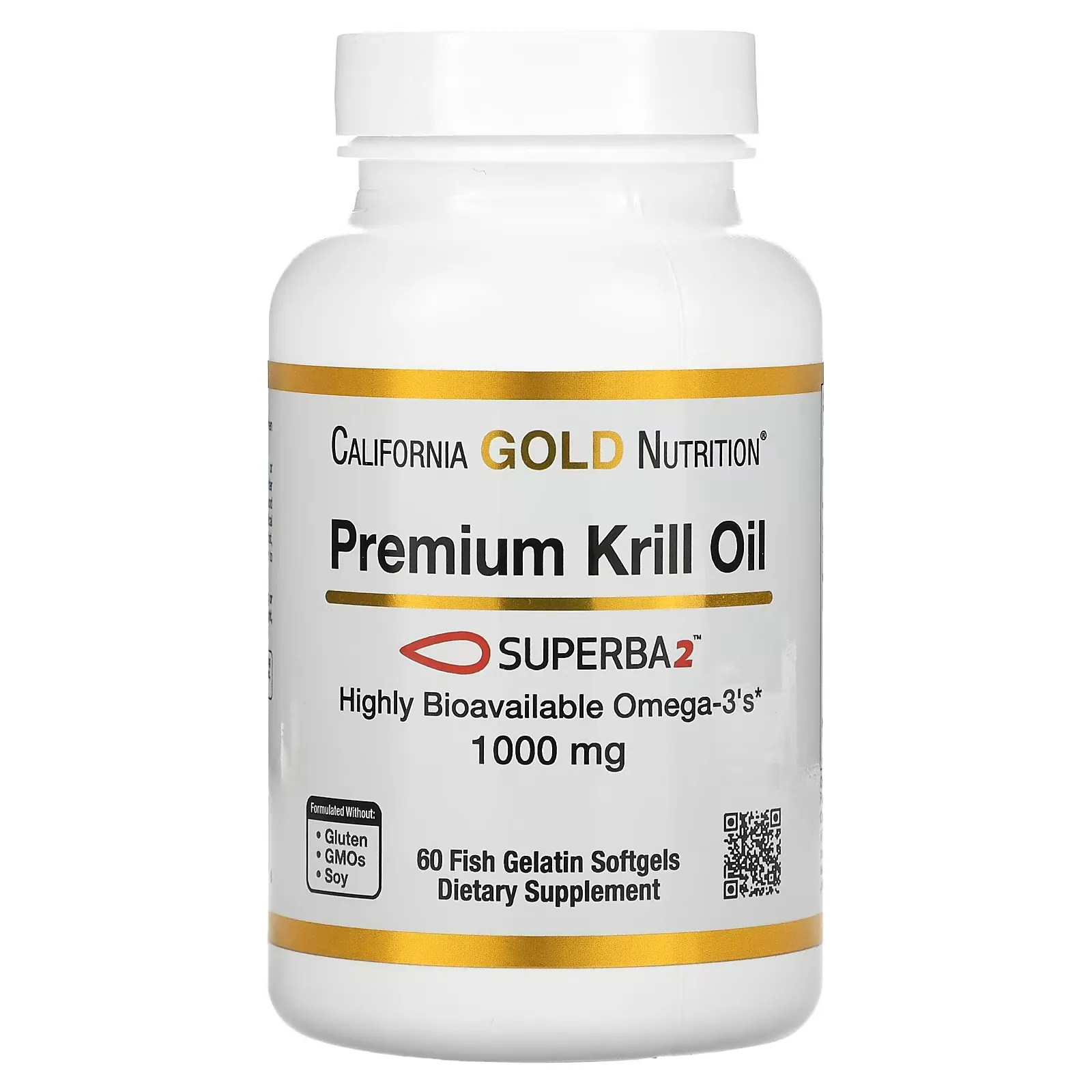 Premium Krill Oil with Superba2, 1,000 mg, 60 Fish Gelatin Softgels