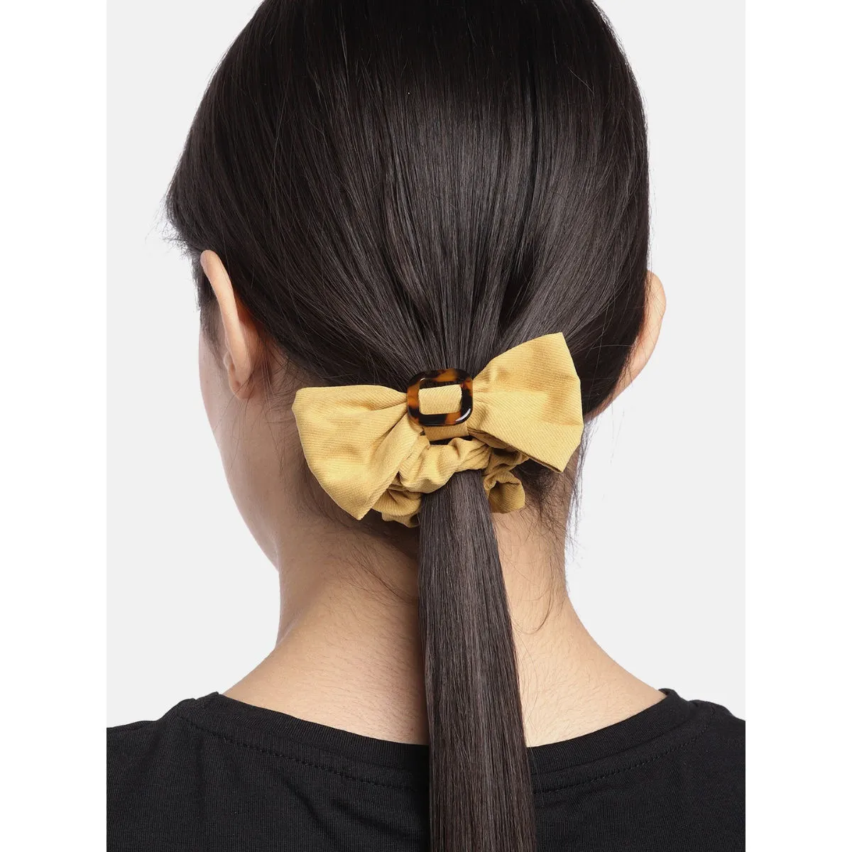 Blueberry Mustard Bow Scrunchies