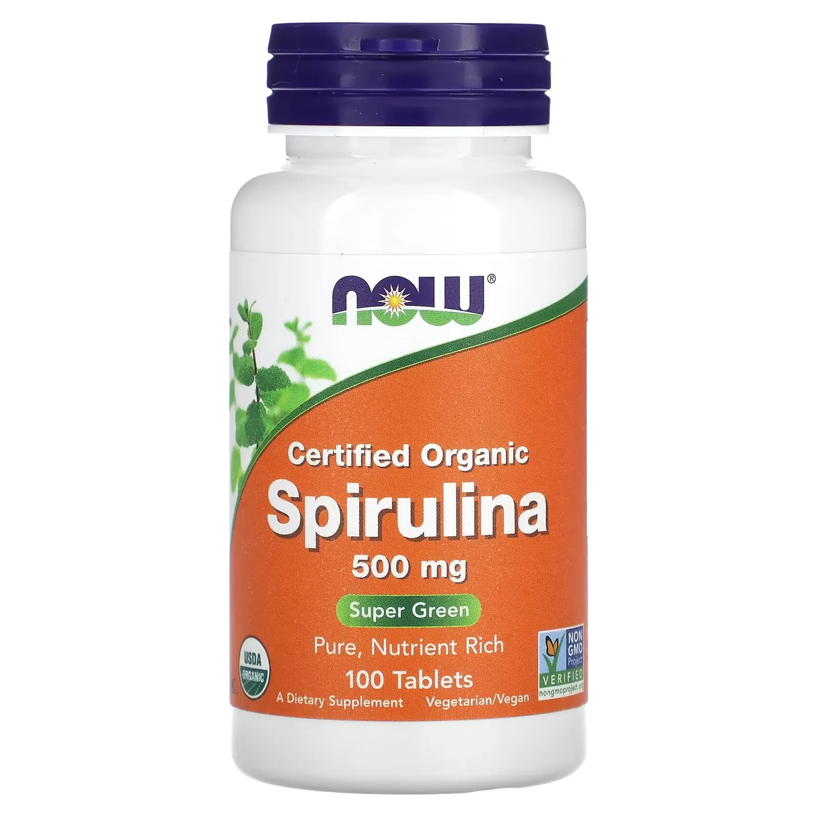 Certified Organic Spirulina, 500 mg, 100 Tablets