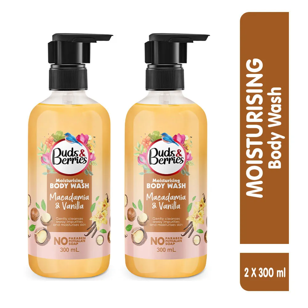 Buds & Berries Moisturization Shower Gel Combo Macadamia and Vanilla Body Wash (Pack of 2)