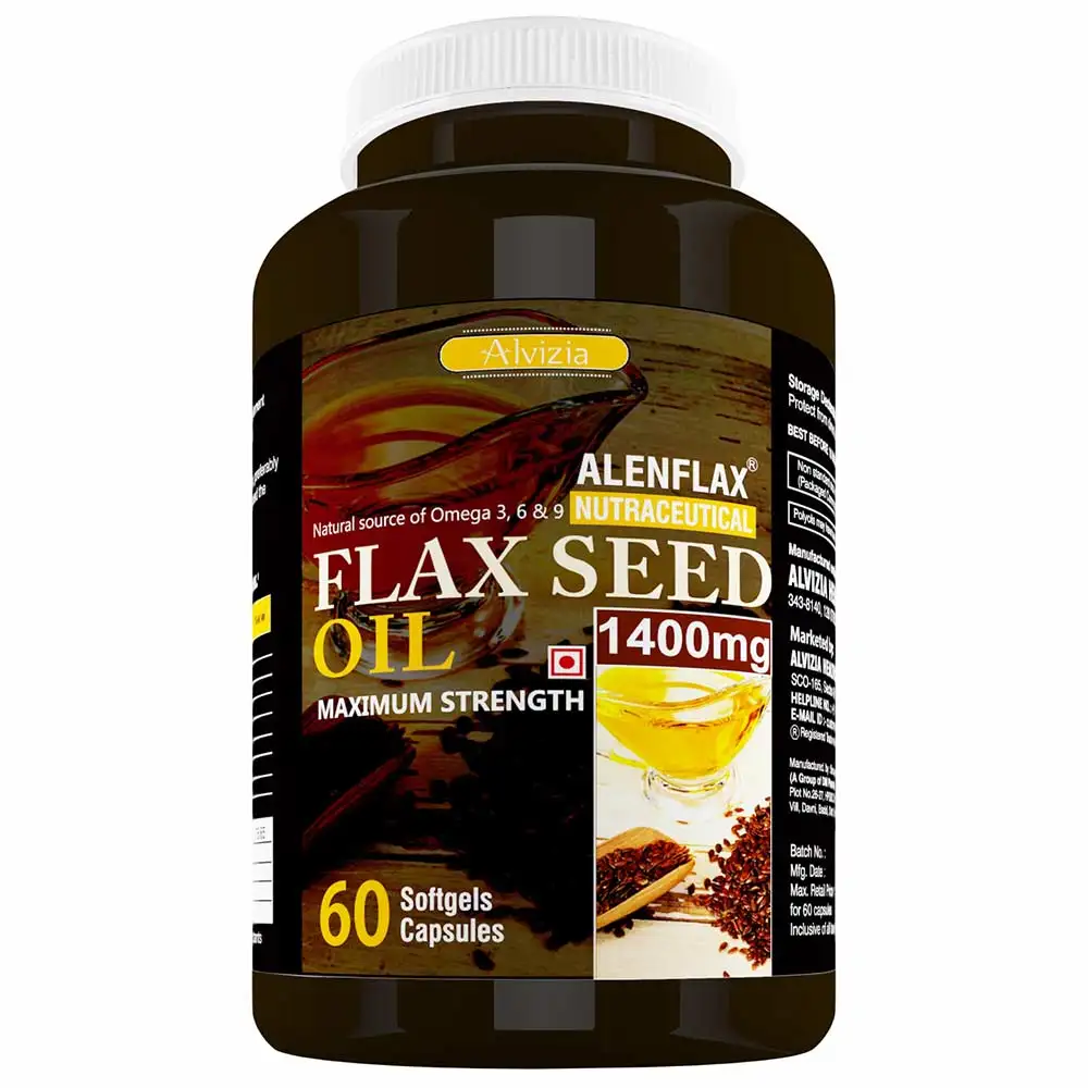 Alvizia Flaxseed Oil Capsules 1400mg Omega 3 6 9,  60 softgels