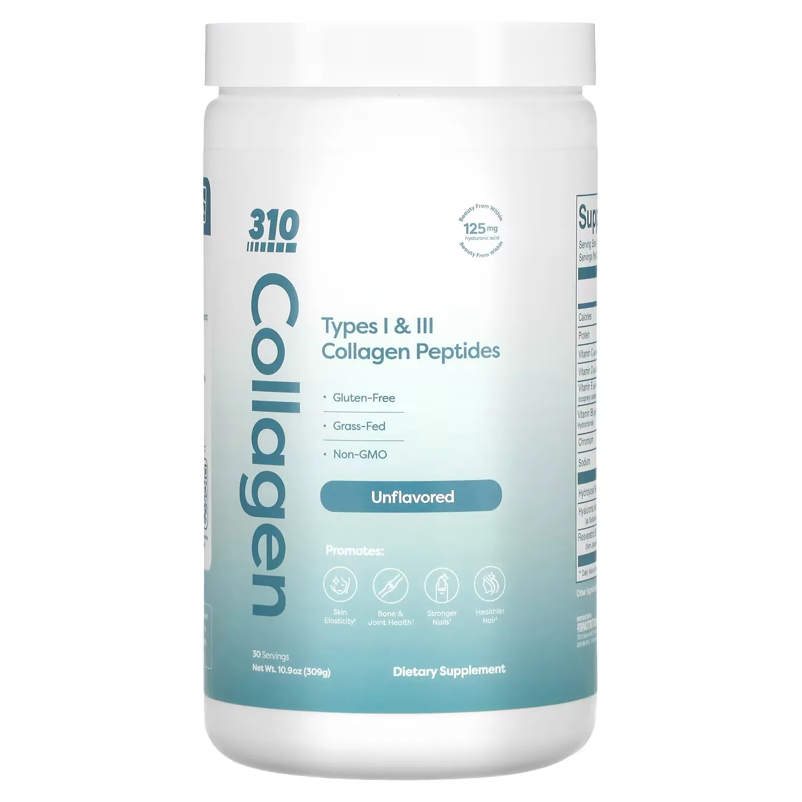 Collagen, Type I & ll Collagen Peptides, Unflavored, 10.9 oz (309 g)